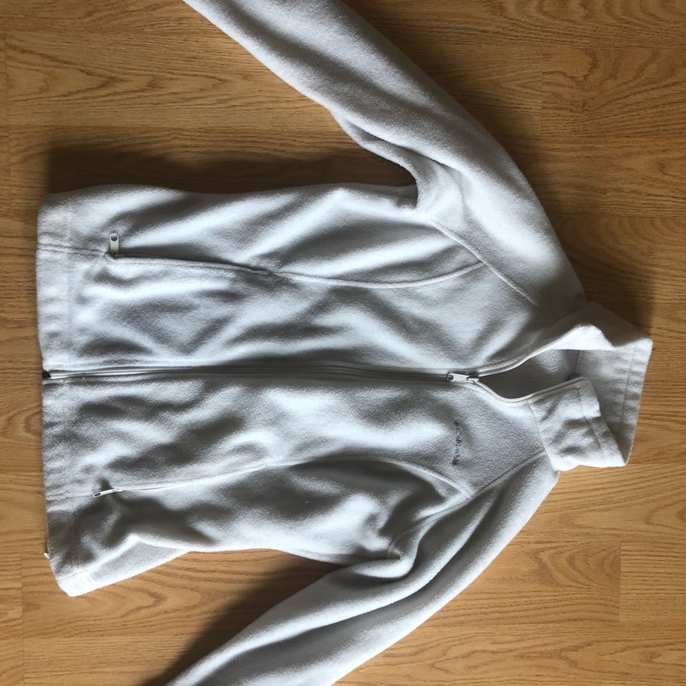 Columbia White Fleece Zip Up Size Small